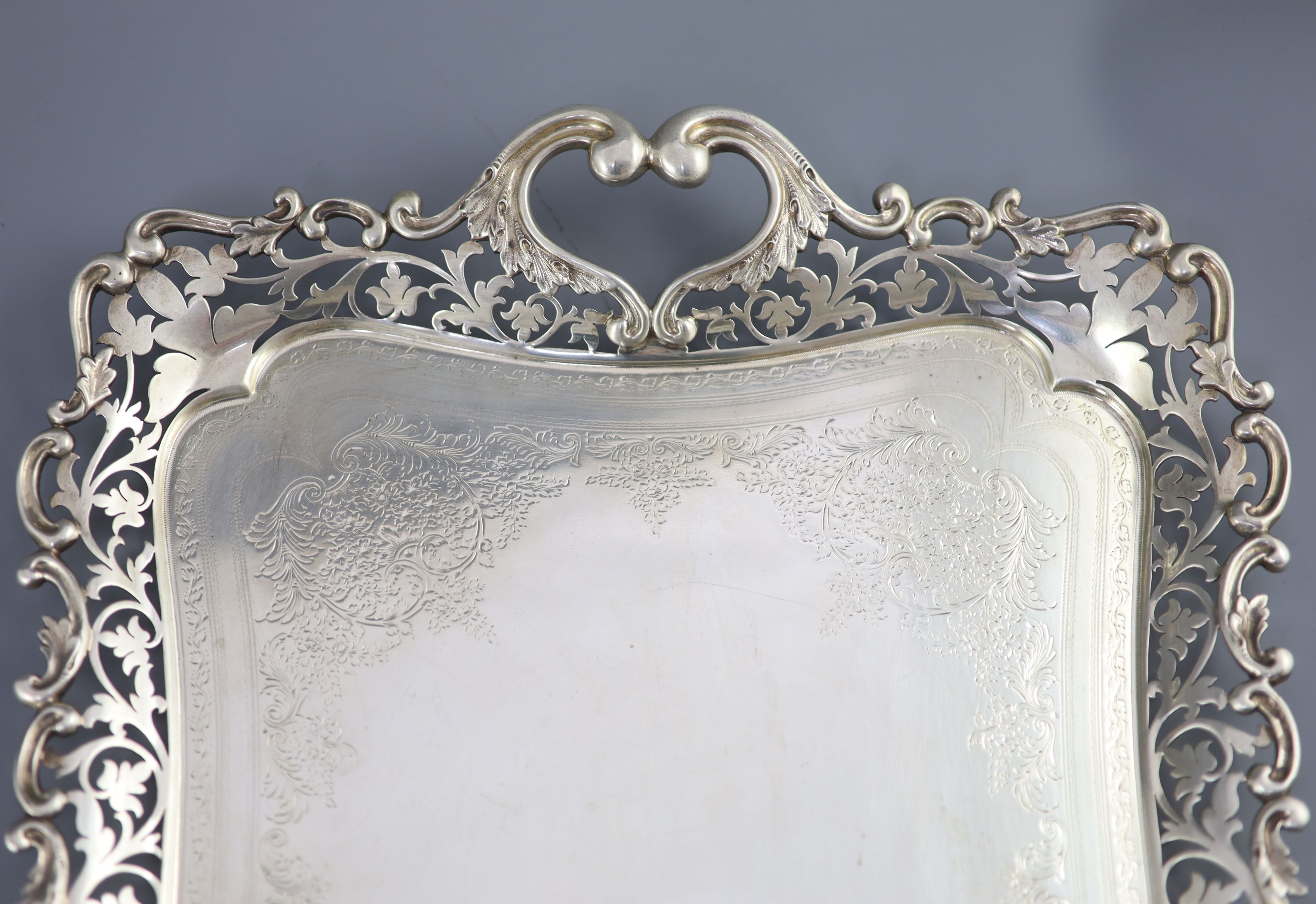A George V silver two handled tea tray by Albert Henry Thompson,